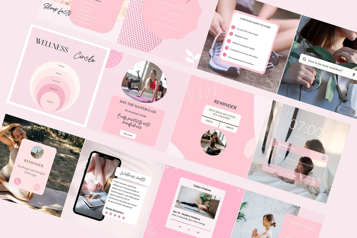 Wellness Instagram Template Canva, a Social Media Template by Deepa Template Studio (Photo 7 of 12)