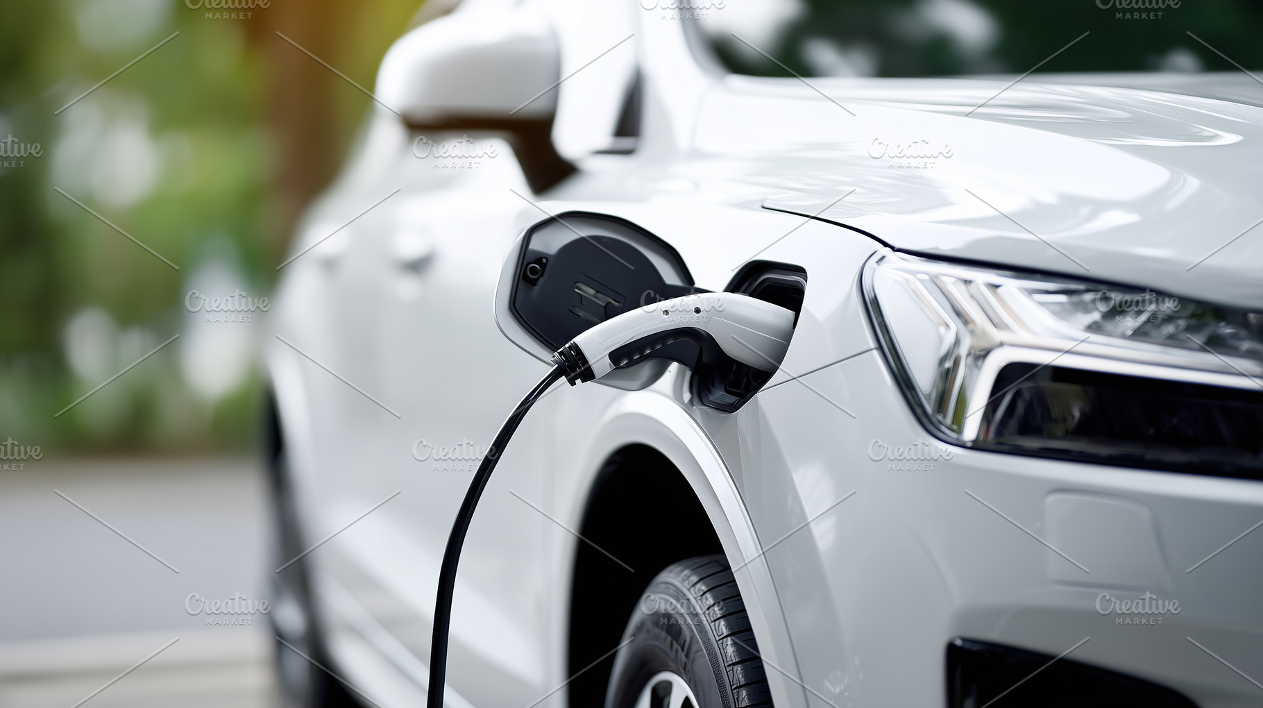 Electric car is being charged with, a Transportation Photo by MistyDay
