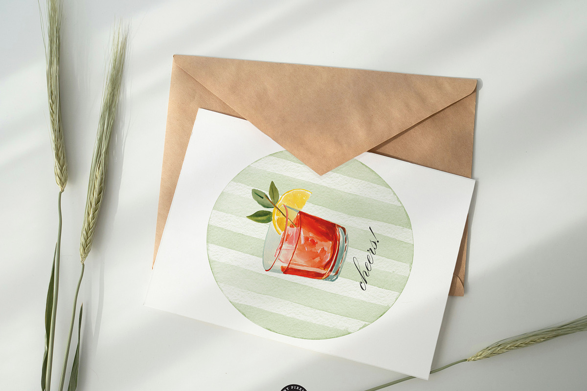 Happy Hour Cocktail Drinks Set, a Decorative Illustration by PaintPixelCo (Photo 9 of 14)