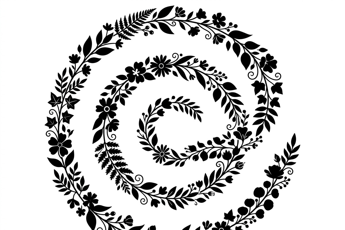 50 Elegant Floral Leaf Spiral Frame, a Decorative Illustration by Amazin_art (Photo 26 of 39)