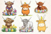 Easter Highland Cow Clipart, an Illustration by Dream Creation (Thumbnail 2 of 5)