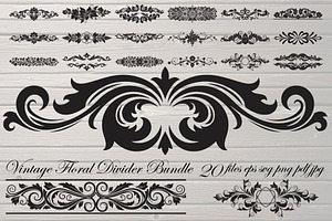Vintage Floral Divider Bundle, a Decorative Illustration by Designer_Momina