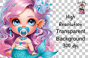 Cute Baby Mermaid PNG Bundle, a Graphic by Clipart Bloom (Thumbnail 7 of 11)