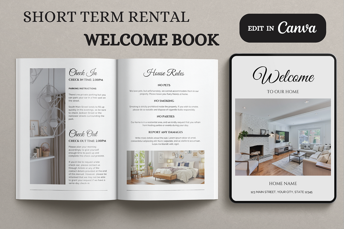 Airbnb Welcome Book Template, a Design Template by LWPRESETS (Photo 1 of 9)