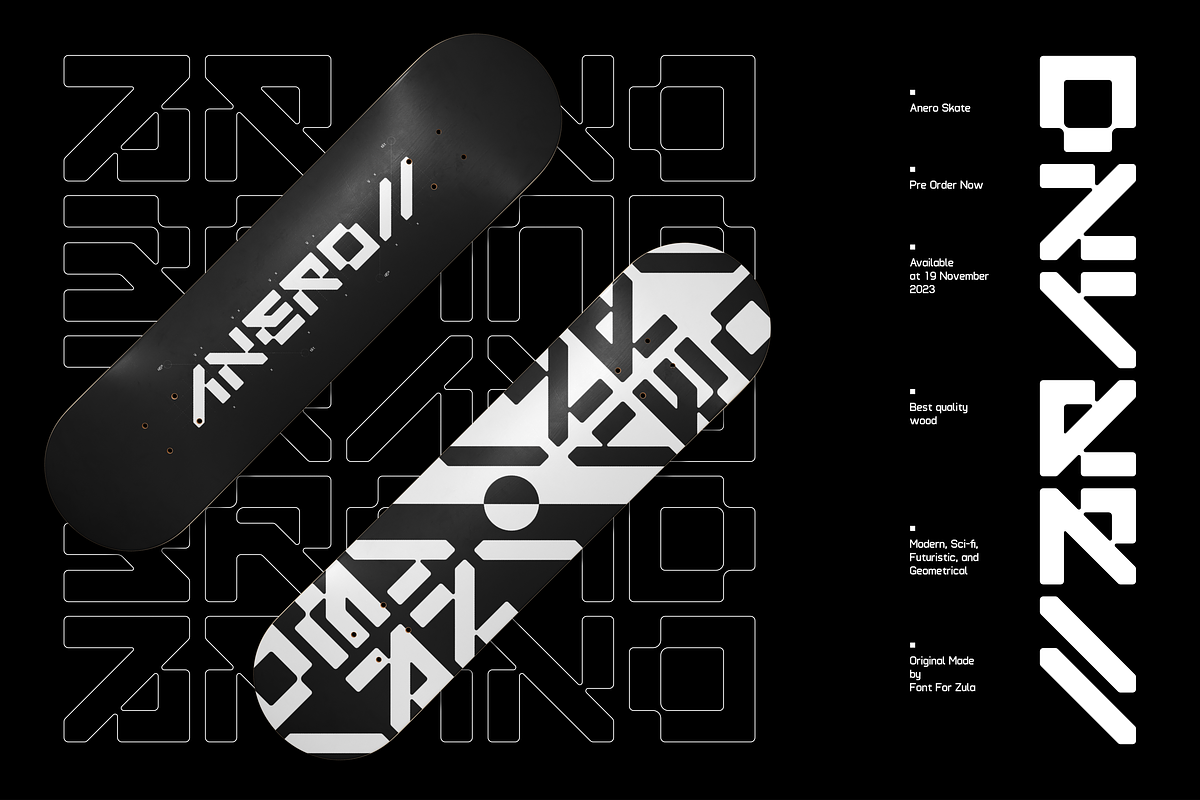 ANERO - FUTURISTIC DISPLAY FONT, a Symbol Font by Font For Zula™ (Photo 7 of 11)