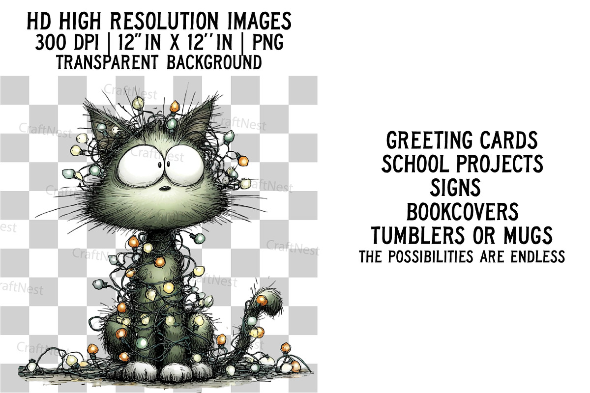Whimsical Christmas Cats Clipart, an Illustration by Craft Nest (Photo 2 of 6)