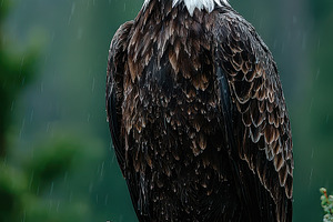 Majestic Bald Eagle in the Rain Fore, a Photo by Pixeness Studio