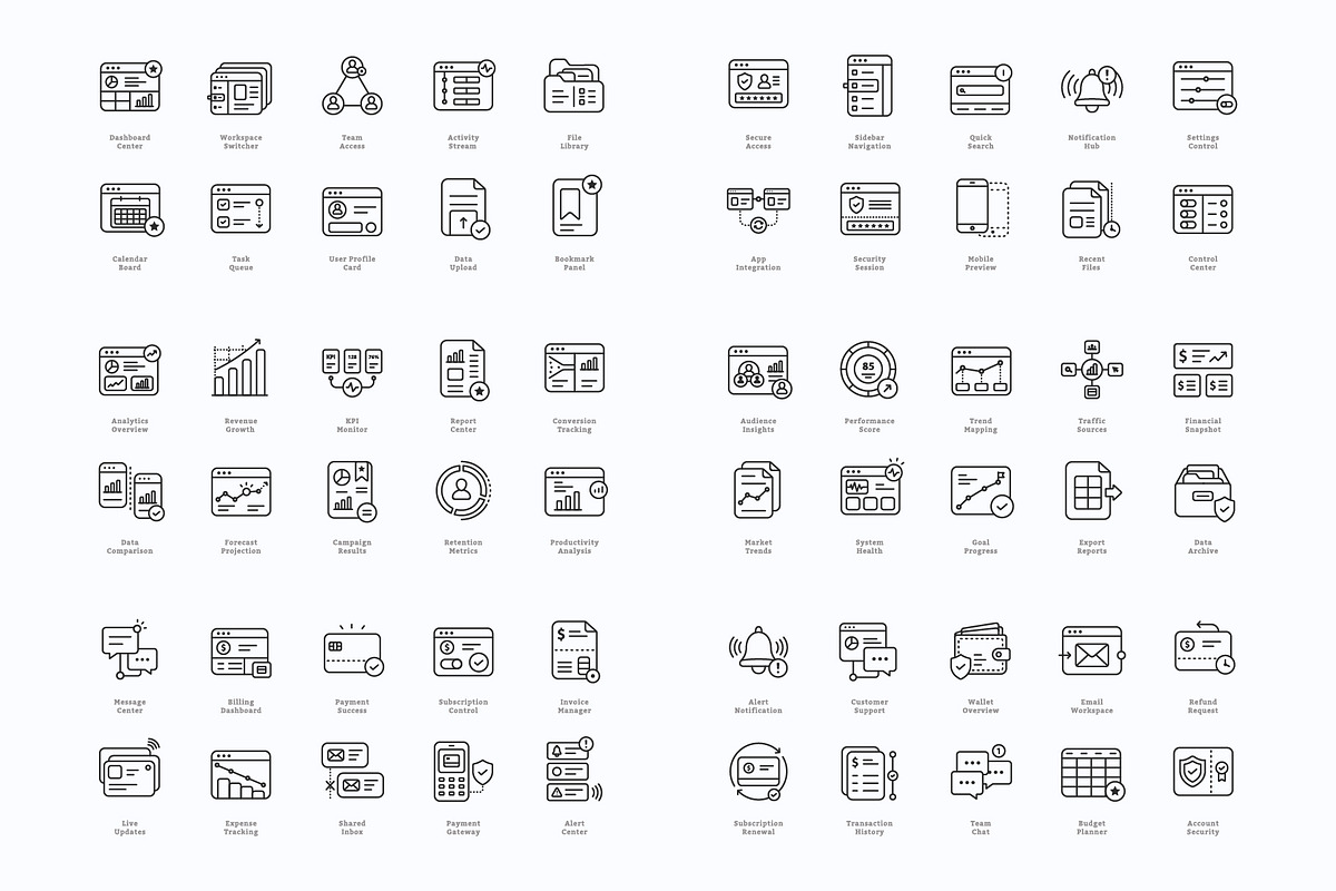 SaaS Dashboard Icons, an Outline Icon by vexper (Photo 10 of 10)
