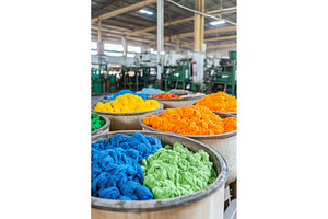 Vibrant textile dyeing process, an Industrial Photo by Lermont51