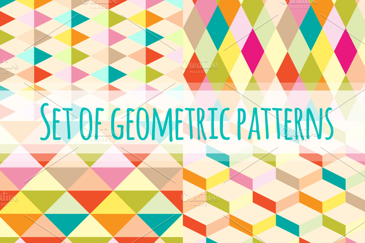 Set of colored geometric patterns