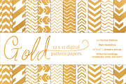 Gold Chevron Pattern Paper, a Pattern Graphic by Dream in Color Studio (Thumbnail 2 of 2)