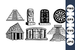 Ancient Monument SVG Icon Set, an Illustration by designvectx