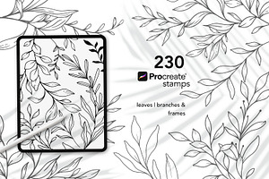 Greenery Procreate Stamps, a Brush Add-On by CaraulanStore