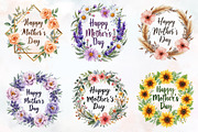 Mothers Day Wreath Design Png Bundle, an Illustration by RobertsArt (Thumbnail 7 of 7)