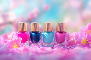 Colorful nail polish bottles, a Photo by Pavel_design