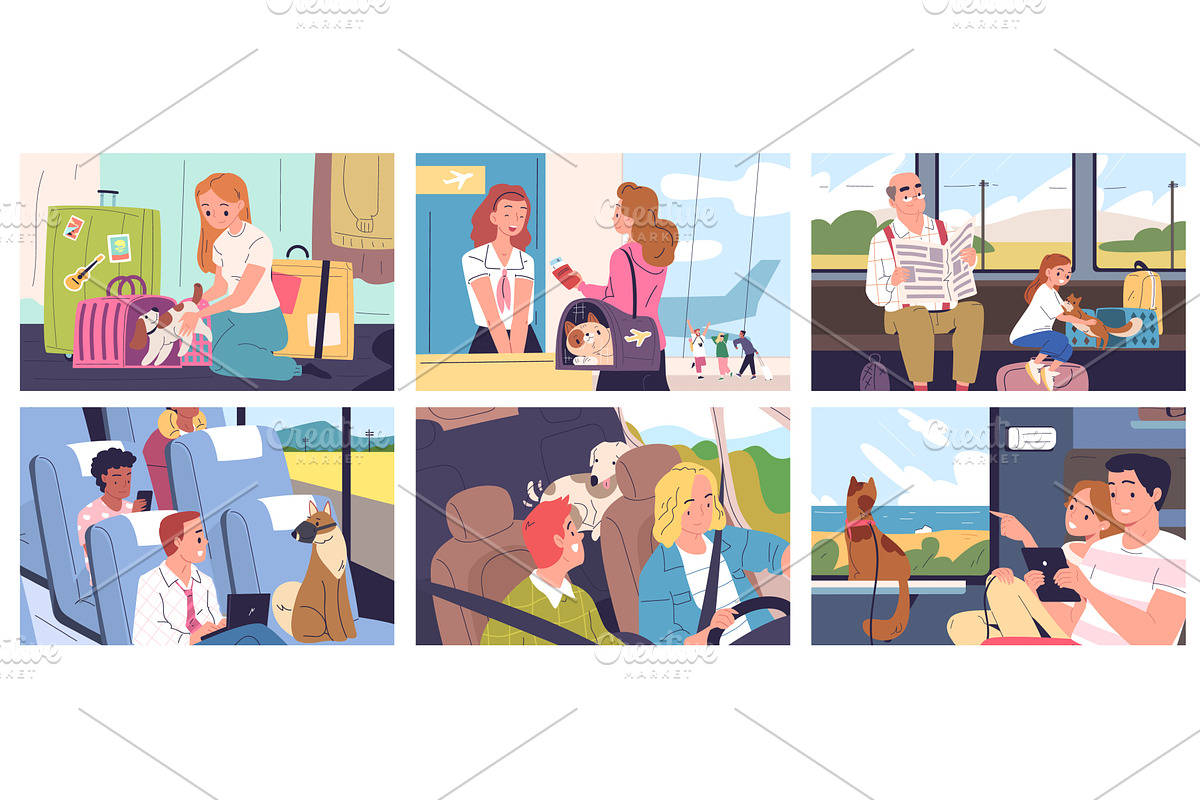 Travel with pets. People summer, an Animal Illustration by Stock-Smart-Start
