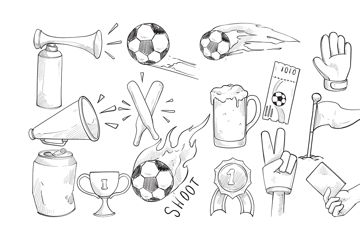 footballs world cup handdrawn, an Object Graphic by nikagraphic