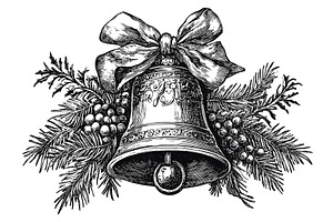Christmas Bell Detailed Vintage, an Object Illustration by LadadikArt