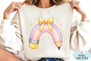 Pastel Rainbow Pencil with Bow PNG, a Seasonal Illustration by Daily.Designs (Thumbnail 2 of 5)