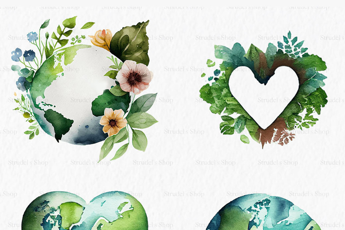 Earth day Watercolor Clipart PNG, an Object Graphic by MyLittleMeow (Photo 2 of 6)