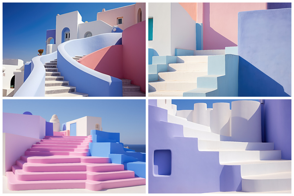 32 Santorini Stairs Illustrations, a Wallpaper Graphic by HipFonts (Photo 8 of 9)