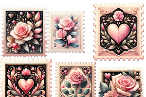 Valentine's Day Retro Stamp Clipart