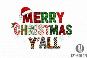 Retro Merry Christmas y'all PNG, an Illustration by Designking