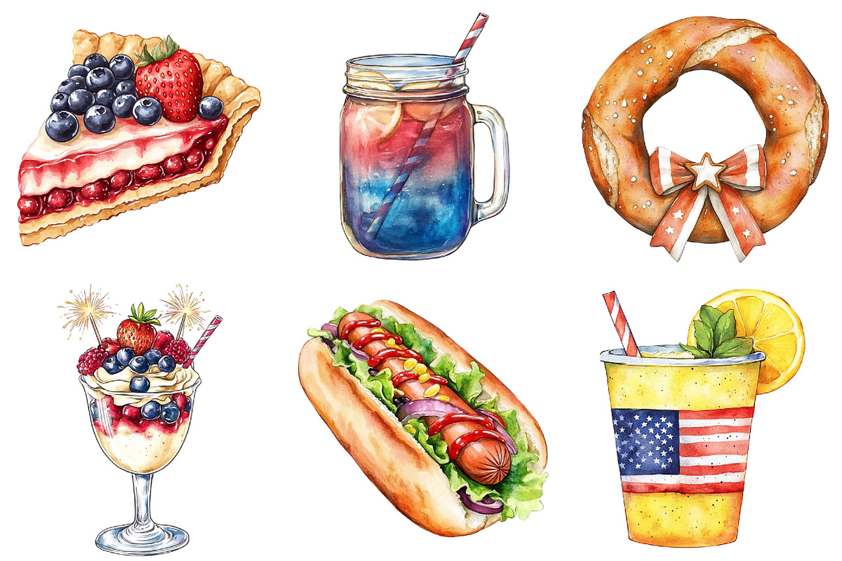 Patriotic Party Foods Clipart, an Icon by Watercolor design (Photo 2 of 4)