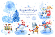 Winter Day Watercolor Collection, a Decorative Illustration by Anna Druzhkova (Thumbnail 1 of 17)
