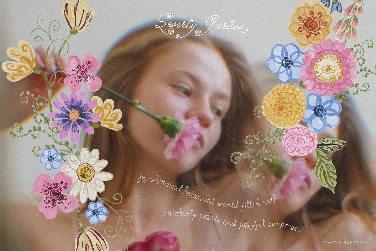 Whimsical Swirly Garden Florals, a Decorative Illustration by SunnyAfternoons (Photo 3 of 17)