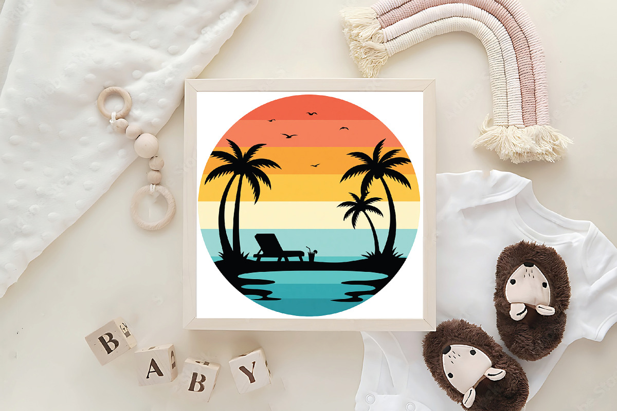 Sunset Palm Trees PNG, an Object Graphic by CraftArtStudio