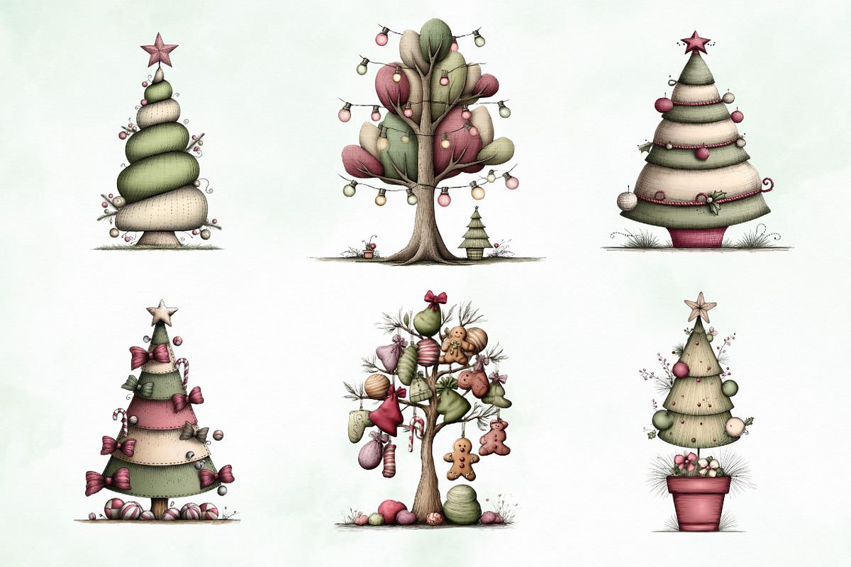 Whimsical Christmas Tree Clipart, an Illustration by Creative Art (Photo 5 of 11)