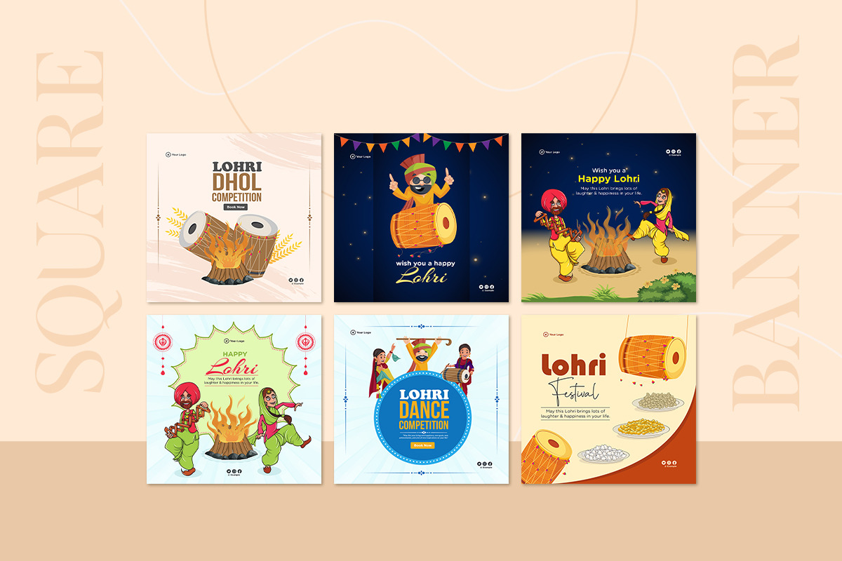 Happy Lohri Instagram Templates, a Templates & Theme by Creative Hatti (Photo 3 of 5)