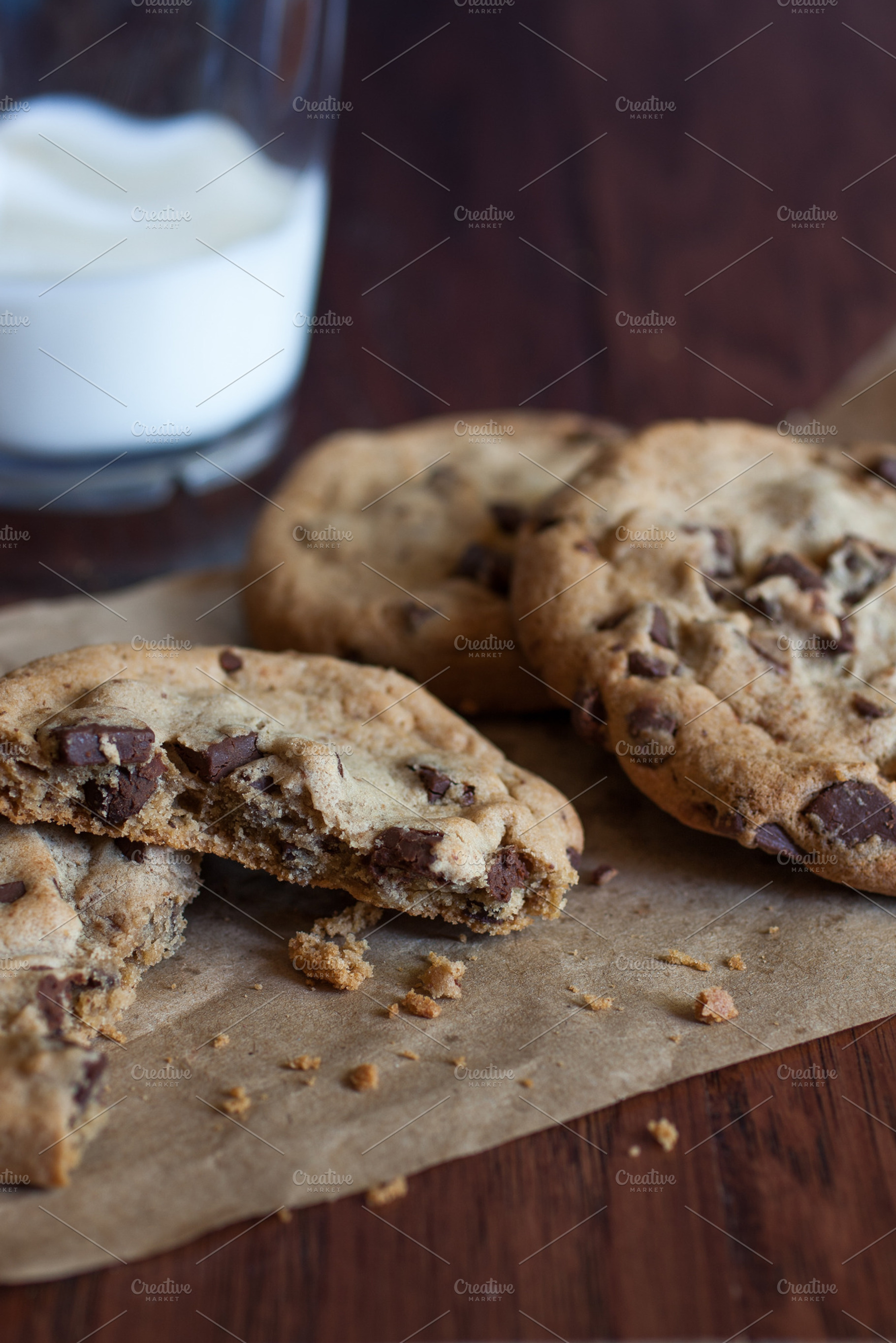 Chocolate chunk cookies featuring baked, brown, and chip, a Food & Drink Photo by Southern Light