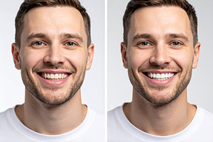 Before-and-after photo composition of a dental whitening treatme, a Health & Medical Photo by DanFLCreativo