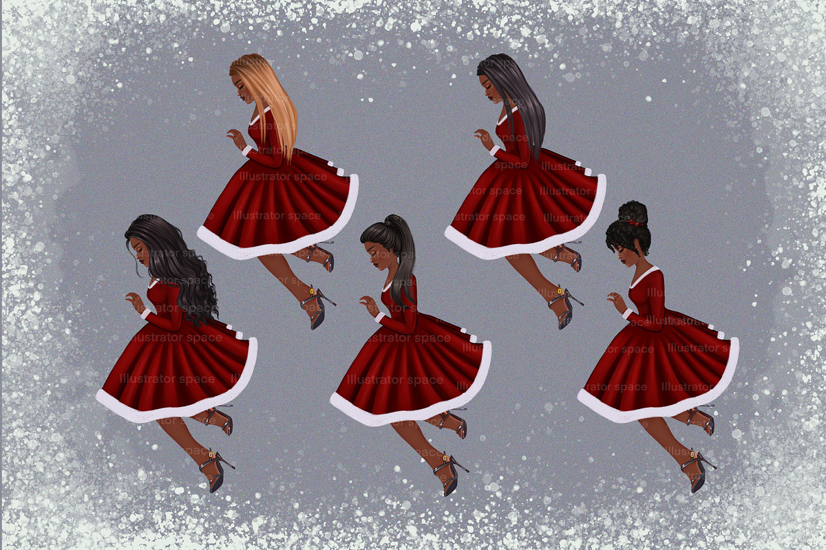 Christmas girl with gifts clipart, an Illustration by Illustrator Space (Photo 6 of 8)