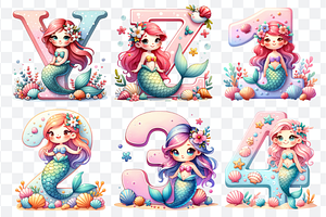 Mermaid Alphabet Font & Numbers