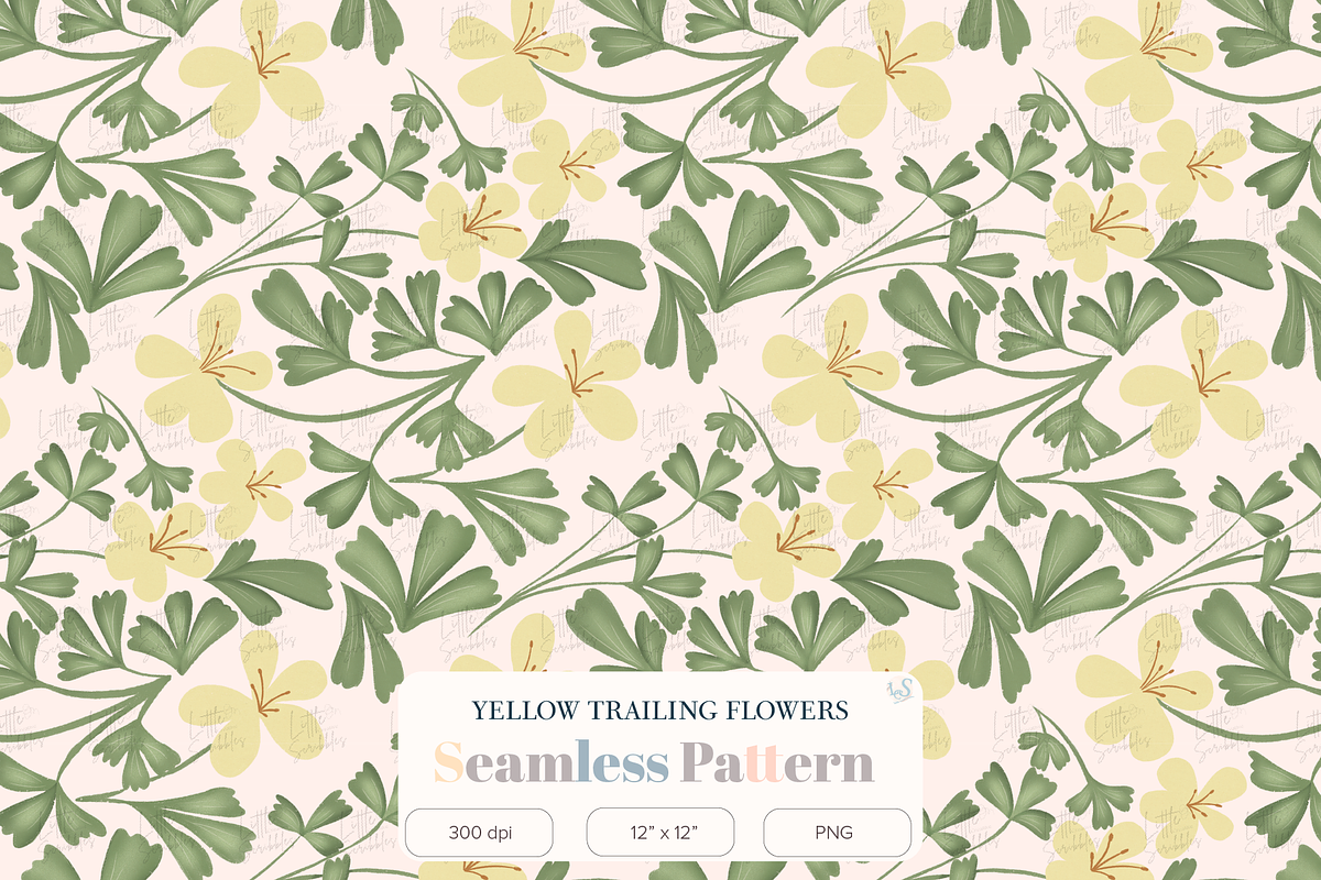Vines Yellow Floral Seamless Pattern, a Pattern Graphic by Little Creative Scribbles (Photo 1 of 7)