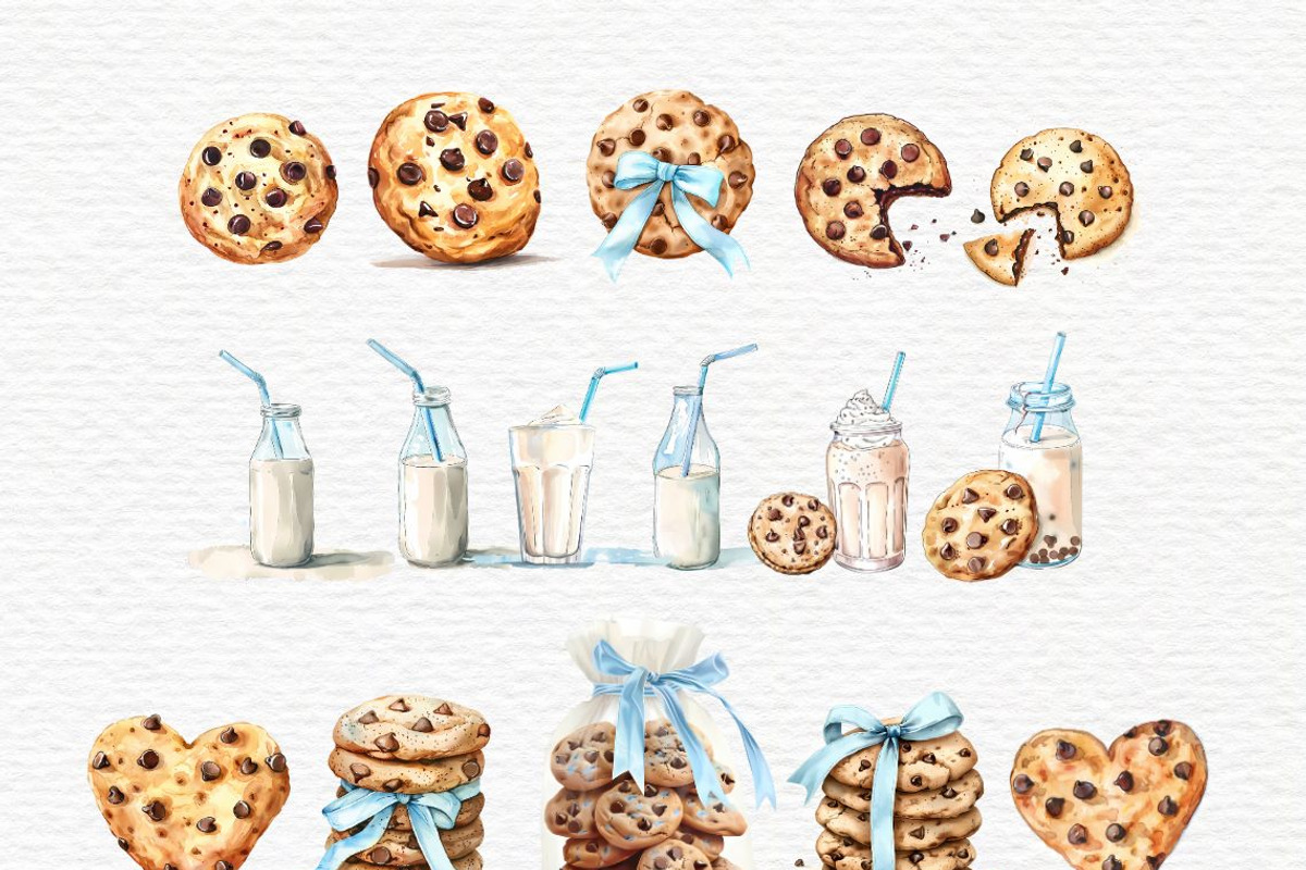 Chocolate chip, Milk And Cookies, a Food Illustration by Invite to Clipart (Photo 3 of 5)