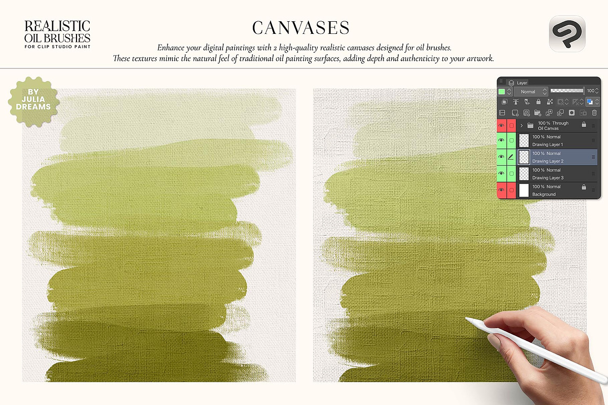 Realistic Oil Brushes CSP, a Brush Add-On by Julia Dreams (Photo 5 of 8)
