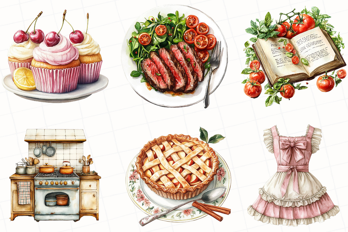 Cozy Cooking Watercolor Clipart, an Illustration by OK Design (Photo 5 of 5)