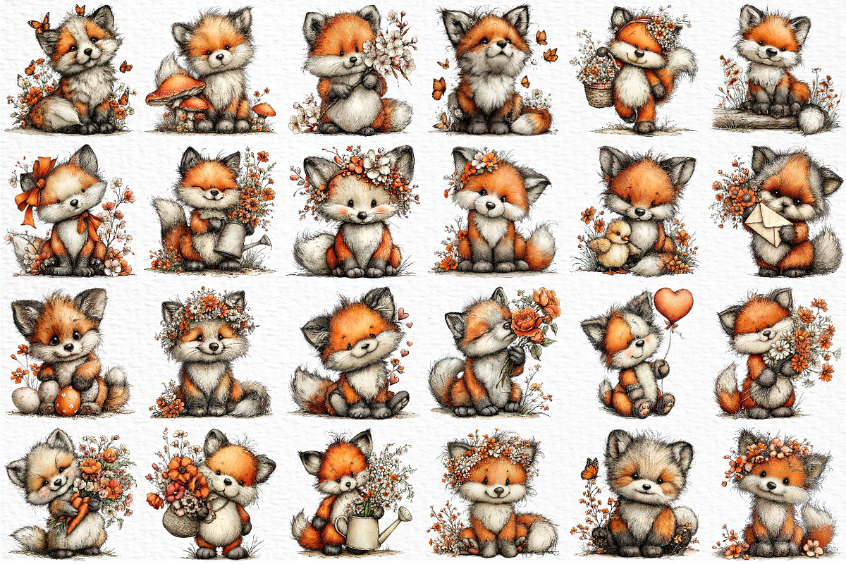 Whimsical Spring Fox Clipart Png, an Illustration by Craft Nest (Photo 6 of 11)