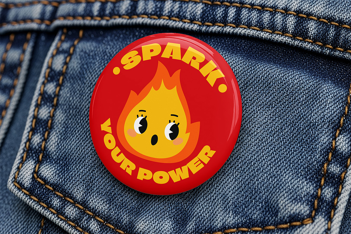 Pin Badge on Denim Mockup, a Merchandise Mockup by Nathatype (Photo 8 of 9)