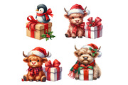 Christmas Highland Cow Clipart, an Illustration by Designworld (Thumbnail 4 of 4)