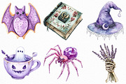 Watercolor Lavender Halloween PNG, an Illustration by Craft Nest (Thumbnail 5 of 6)