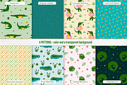Summer Crocodile Patterns & ClipArt, an Animal Illustration by PenguinArtStudio (Thumbnail 2 of 12)
