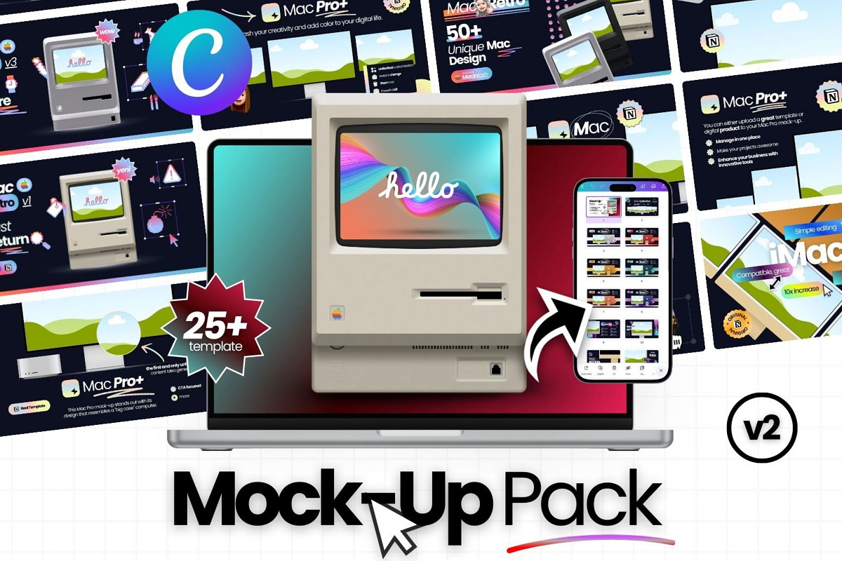 Mock-Up Pack v2 Canva Templates, a Social Media Template by Virall (Photo 1 of 10)