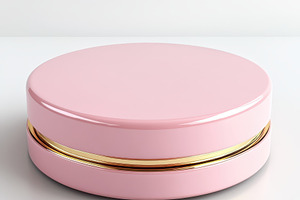 Pink and Gold Cosmetic Jar on White, an Abstract Photo by Pixeness Studio