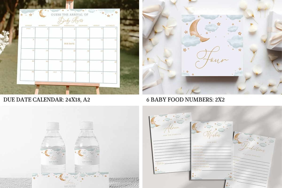 Over the Moon Baby Shower Bundle, an Invitation Template by Digital_Mind (Photo 5 of 8)