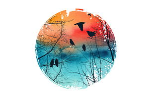 Round abstraction of tree branch and, an Animal Illustration by Nenahliadava Design